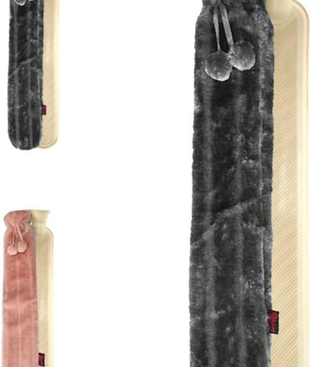 Extra Long Grey Hot Water Bottle for Back Ache Pain Relief Hot Water Bottle 72CM