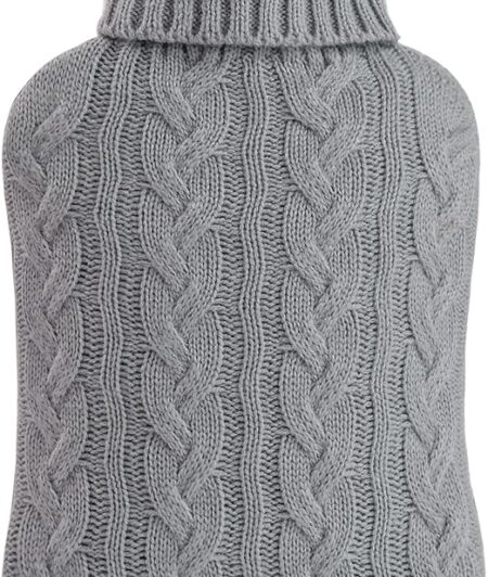 Hot Water Bottle with Knitted Cover, 2L Hot Water Bag for Hot and Cold Compress, Hand Feet Warmer, Neck and Shoulder Pain Relief, Gray