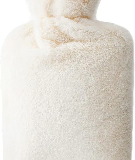 Hot Water Bottle with Fleece Cover, 2L Bag for Cold & Hot Therapy, Fluffy for Back Neck Pain Relief for Adult Kids