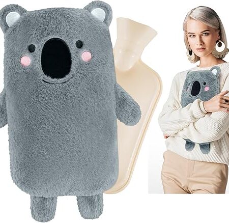 Groß Wärmflasche mit weichem Bezug - Plüsch Wärmeflasche mit Flauschig 2L, Wärmflaschen mit Handwärmer, Bettflasche für Frauen Männer
