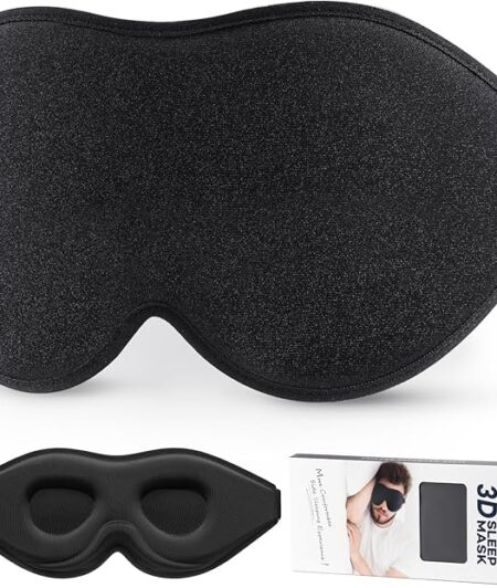 Sleep Mask for Side Sleeper Women Men, Eye Mask for Sleeping Light Blocking, 3D Contoured Cup Sleeping Mask, Soft Breathable Sleep Eye Mask with Adjustable Elastic Strap for Travel