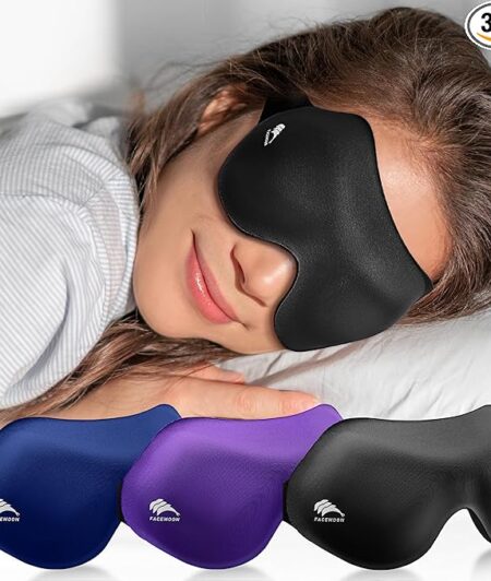 Sleep Eye Mask for Side Sleeper Men Women 3 Pack: 100% Blackout 3D Eye Masks for Sleep - Zero Eye Pressure Sleeping Mask - Airplane Travel Essentials Night Cover for Lash Extensions