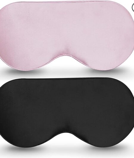 100% Real Mulberry Silk 2 Pack Sleep Mask, Natural Pure Silk Eye Masks with Adjustable Strap for Sleeping, 100% Block Light Eye Sleep Shade Cover, Reduces Puffy Eyes Traveling Gifts