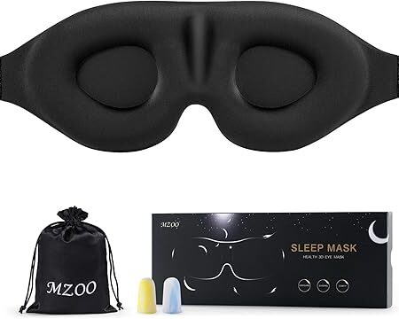 Luxury Sleep Eye Mask for Side Sleeper Men Women, Zero Eye Pressure 3D Sleeping Mask, Light Blocking Patented Design Night Blindfold, Soft Eye Shade Cover for Travel, Black